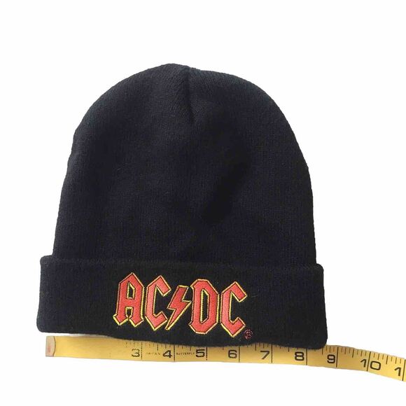 AC/DC Embroidered Logo Men's Black Knit Beanie Stocking Toque Hat Lid OSFM EUC - Picture 6 of 7